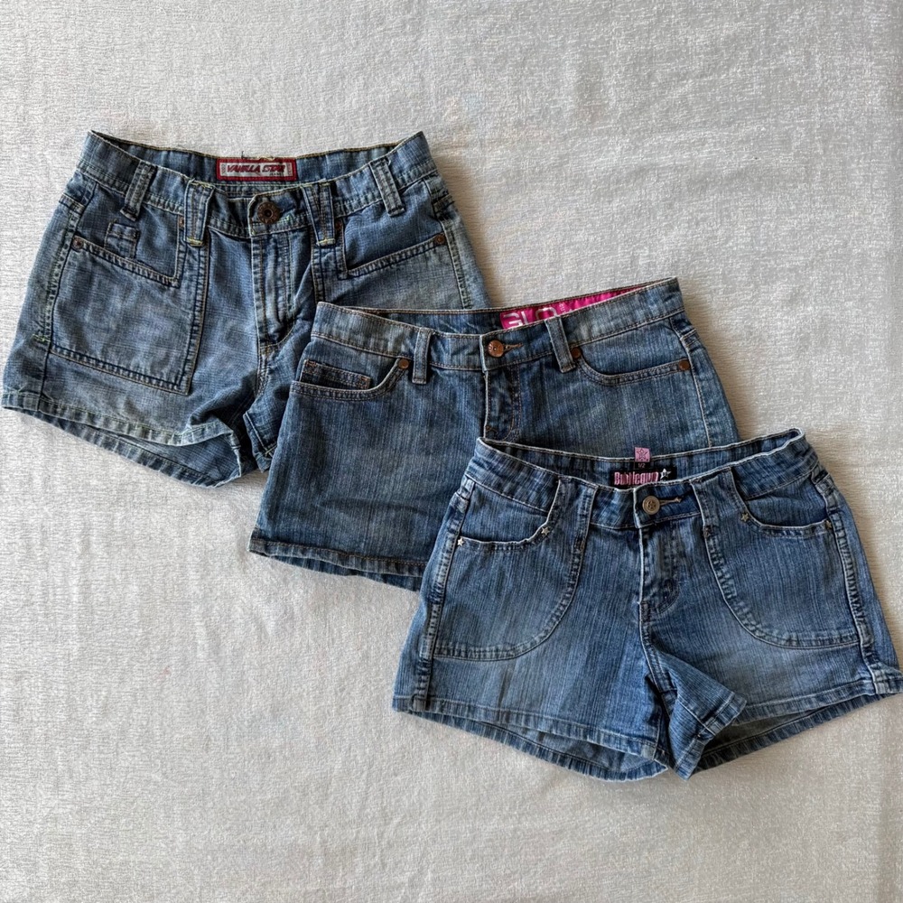 3pc Y2K Denim Shorts Bundle Vanilla Star GLO Bubblegum USA Blue Sizes 1 1/2 3